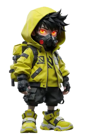 NEON-RONIN — cyberpunk ninja i gul jakke